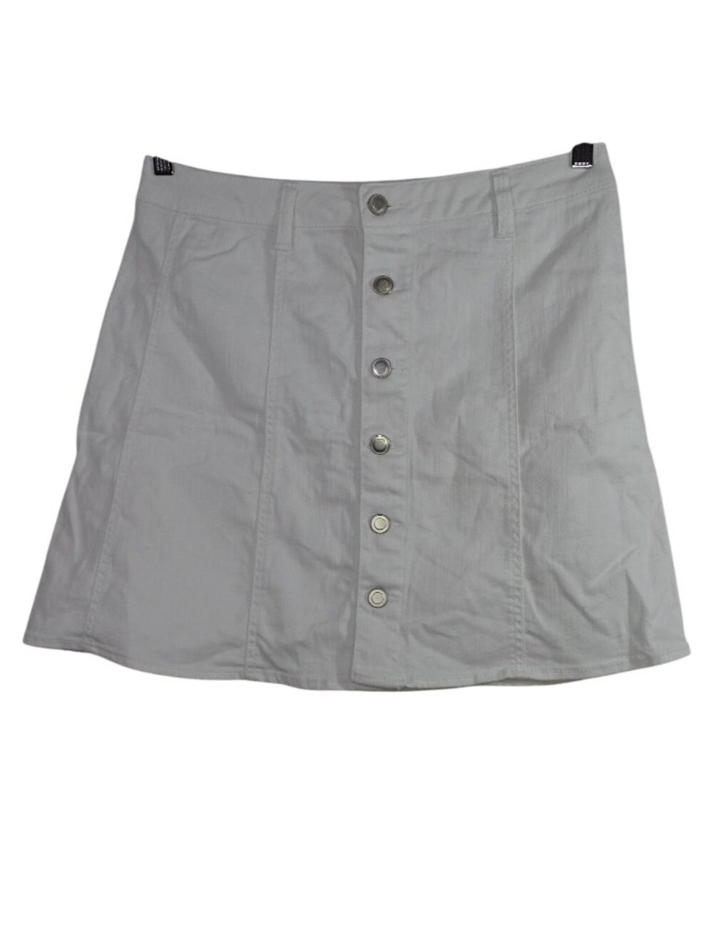 Faded Glory White Button Front A-line Denim Skirt Women Size 10 Back Pockets Y2K